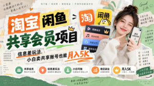 淘宝闲鱼共享会员项目,信息差玩法,小白卖共享账号也能月入5K-宝藏屋创业网