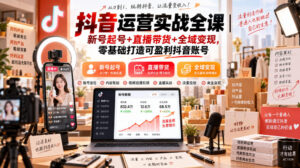 抖音运营实战全课|新号起号+直播带货+全域变现,零基础打造可盈利抖音账号-宝藏屋创业网