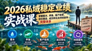 (20710期)2026私域稳定业绩实战课:掌握蓄水、养鱼、客户培育、信任塑造、成交转化及持续复购完整体系-宝藏屋创业网