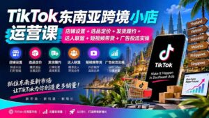 (20483期)TikTok东南亚跨境小店运营课:店铺设置+选品定价+发货履约+达人联盟+短视频带货+广告投流实操-宝藏屋创业网