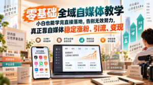 零基础全域自媒体教学,小白也能学完直接落地,告别无效努力,真正靠自媒体稳定涨粉、引流、变现-宝藏屋创业网