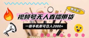 （20315期）视频号带货，一天2000+，一部手机即可开展的完美副业，无需投资-宝藏屋创业网