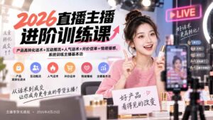 （20408期）2026直播主播进阶训练课：产品高转化话术+互动推流+人气话术+开价促单+情绪播感，系统训练主播基本功-宝藏屋创业网