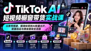 (20725期)TikTok AI短视频橱窗带货实战课:从账号搭建、精准标签到AI批量出片、联盟选品与佣金提现全流程-宝藏屋创业网