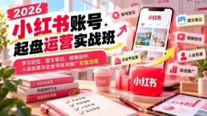 (20647期)2026小红书账号起盘运营实战班:学习定位、图文笔记、视频创作、人设包装与企业号投流推广完整流程-宝藏屋创业网