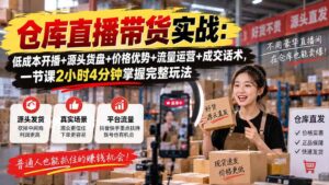 (20471期)仓库直播带货实战:低成本开播+源头货盘+价格优势+流量运营+成交话术,一节课2小时4分钟掌握完整玩法-宝藏屋创业网