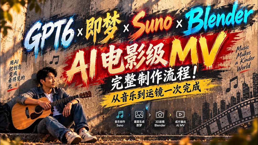（20587期）GPT6×即梦×Suno×Blender｜AI电影级MV完整制作流程！从音乐到运镜一次完成 (无水印)-宝藏屋创业网