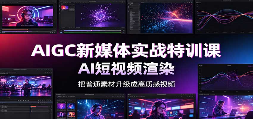 AIGC新媒体实战特训课：工具入门实操，AI短视频渲染，数字人商业视频制作-宝藏屋创业网