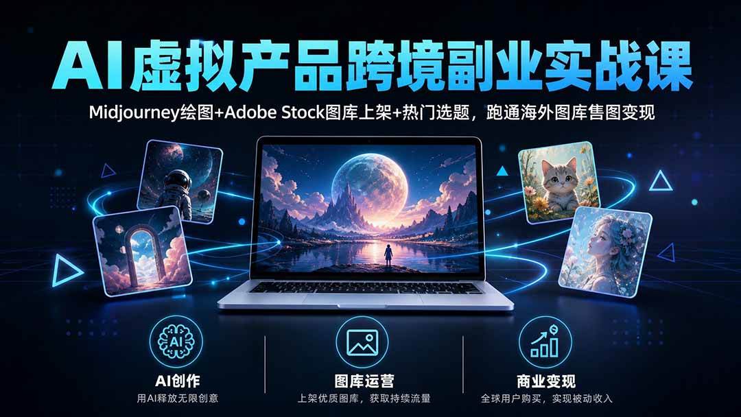 （20514期）AI虚拟产品跨境副业实战课｜Midjourney绘图+Adobe Stock图库上架+热门选题，跑通海外图库售图变现-宝藏屋创业网