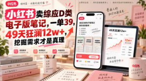 小红书卖综应D类电子版笔记,一单39,49天狂澜12w+,挖掘需求才是真理-宝藏屋创业网