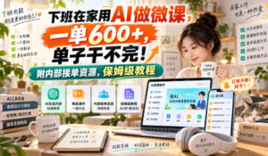 下班在家用AI做微课,一单600+,单子干不完!附内部接单资源,保姆级教程【揭秘】-宝藏屋创业网
