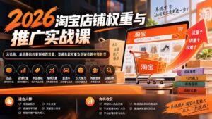 (20411期)2026淘宝店铺权重与推广实战课:从选品、单品基础权重到推荐流量、直通车起权重及店铺诊断完整教学-宝藏屋创业网