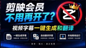 (20728期)剪映会员不用再开了?视频字幕一键生成加翻译,本地离线运行,完全免费,超快速高精度,字幕大师-宝藏屋创业网
