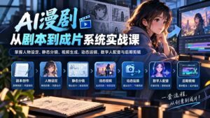 （20375期）AI漫剧从剧本到成片系统实战课：掌握人物设定、静态分镜、视频生成、动态运镜、数字人配音与后期剪辑-宝藏屋创业网