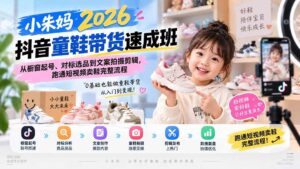 (20267期)小朱妈2026抖音童鞋带货速成班:从橱窗起号、对标选品到文案拍摄剪辑,跑通短视频卖鞋完整流程-宝藏屋创业网