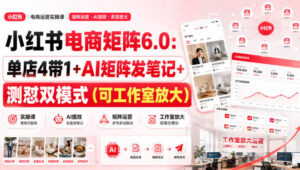 小红书电商矩阵6.0:单店4带1+AI矩阵发笔记+测怼双模式(可工作室放大)-宝藏屋创业网