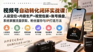 (20327期)视频号自动转化闭环实战课:人设定位+内容生产+视觉包装+账号操盘,系统掌握流量获取、粉丝留存与IP打造方法-宝藏屋创业网