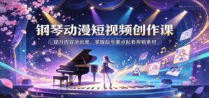 钢琴动漫短视频创作课:提升内容原创度,掌握起号要点配套剪辑素材-宝藏屋创业网