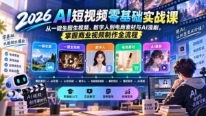 (20263期)2026AI短视频零基础实战课:从一键生图生视频、数字人到电商素材与AI漫剧,掌握商业视频制作全流程-宝藏屋创业网