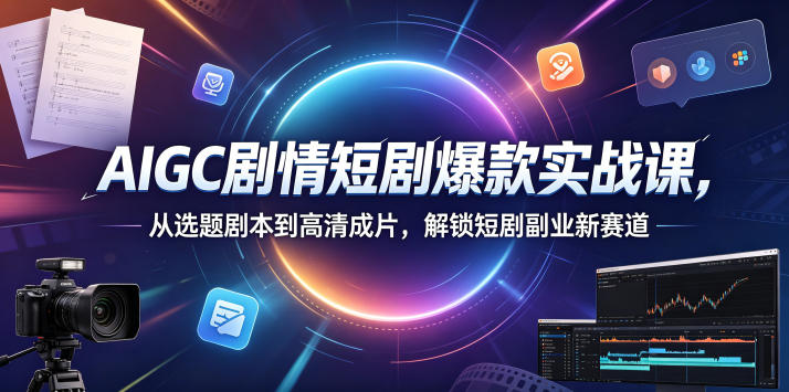 AIGC剧情短剧爆款实战课，从选题剧本到高清成片，解锁短剧副业新赛道（更新0906）-宝藏屋创业网