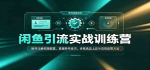 闲鱼引流实战训练营:账号注册权限配置,掌握养号技巧,多套选品上品与日常运营方法-宝藏屋创业网