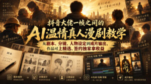 抖音大佬一帧之间的AI温情真人漫剧教学，从剧本、分镜、人物设定到成片输出，作品可上精选、签约独家拿收益-宝藏屋创业网
