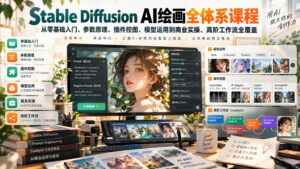 【无水印】Stable Diffusion AI绘画全体系课程,从零基础入门、参数原理、插件控图、模型运用到商业实操、高阶工作流全覆盖-宝藏屋创业网