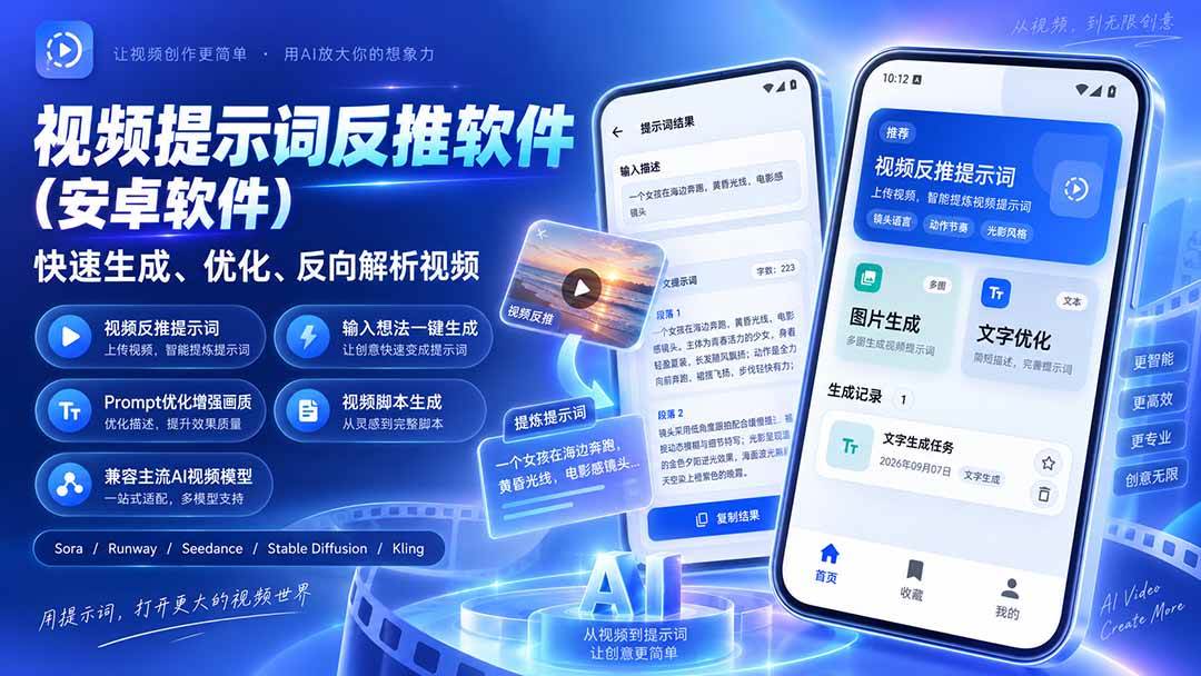 （20301期）视频提示词反推软件（安卓软件），快速生成、优化、反向解析视频-宝藏屋创业网
