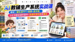 （20542期）AI教辅生产系统实战课｜教材一键生成PPT+教案+逐字稿，小红书原创课件制作+卖虚拟资料课件赚钱-宝藏屋创业网