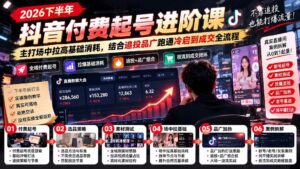 (20671期)2026下半年抖音付费起号进阶课:主打场中拉高基础消耗,结合追投品广跑通冷启到成交全流程-宝藏屋创业网