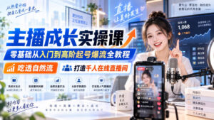 主播成长实操课|零基础从入门到高阶起号爆流全教程,吃透自然流,打造千人在线直播间-宝藏屋创业网