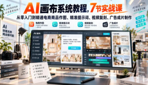 AI画布系统教程,7节实战课从零入门到精通电商商品作图、精准提示词、视频复刻、广告成片制作-宝藏屋创业网