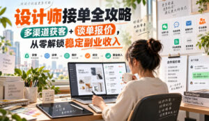 设计师接单全攻略-无水印,多渠道获客+谈单报价,从零解锁稳定副业收入-宝藏屋创业网