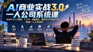 （20249期）AI商业实战3.0一人公司系统课：系统学习人工智能、个人IP、流量增长、爆款写作与创业方法，跑通一人公司闭环-宝藏屋创业网