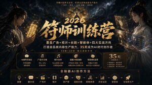 (20179期)符师训练营-35天成为AI时代创作者,广告+短片+漫剧+智能体四大实战方向,掌握从创意到上线的完整工作流-宝藏屋创业网