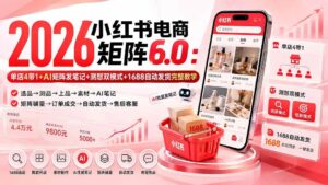 (20310期)2026小红书电商矩阵6.0:单店4带1+AI矩阵发笔记+测怼双模式+1688自动发货完整教学-宝藏屋创业网