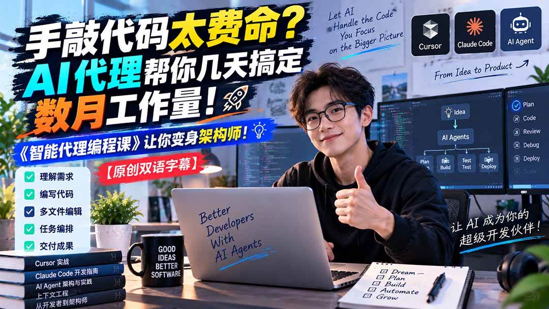 （20286期）手敲代码太费命？AI 代理帮你几天搞定数月工作量！《智能代理编程课》让你变身架构师-宝藏屋创业网