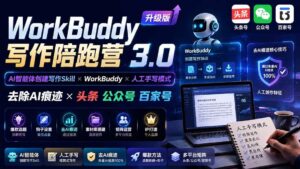 （20311期）WorkBuddy写作陪跑营3.0-更新：Ai智能体创建写作Skill×WorkBuddy×人工手写模式×去除AI痕迹×头条公众号百家号-宝藏屋创业网