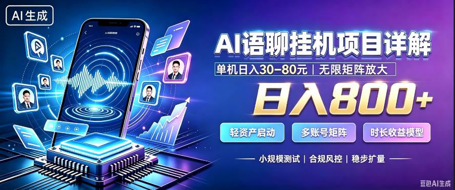 AI聊天挂G项目，日入800+，适用个人副业，支持工作室矩阵操作，放大收益【揭秘】-宝藏屋创业网