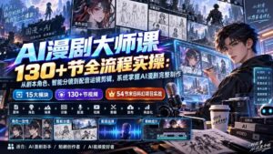 (20326期)AI漫剧大师课130+节全流程实操:从剧本角色、智能分镜到配音运镜剪辑,系统掌握AI漫剧完整制作-宝藏屋创业网