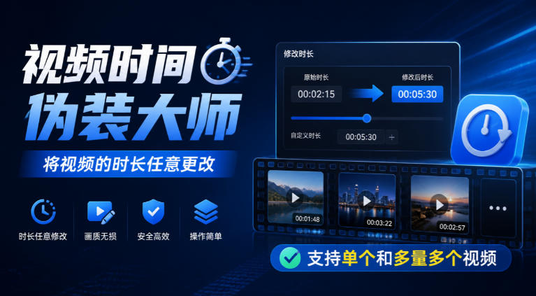 视频时间伪装大师，将视频的时长任意更改，支持单个和多量多个视频-宝藏屋创业网