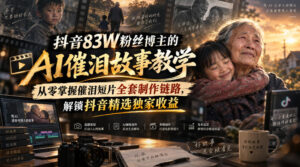 抖音83W粉丝博主的AI催泪故事教学,从零掌握催泪短片全套制作链路,解锁抖音精选独家收益-宝藏屋创业网