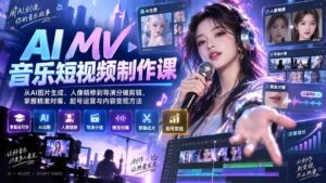 （20364期）AI MV音乐短视频制作课：从AI图片生成、人像精修到导演分镜剪辑，掌握精准对嘴、起号运营与内容变现方法-宝藏屋创业网