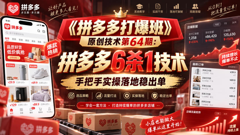 《拼多多打爆班》原创技术第64期:拼多多6杀1技术,手把手实操落地稳出单 《拼多多打爆班》原创技术第64期:拼多多6杀1技术,手把手实操落地稳出单
