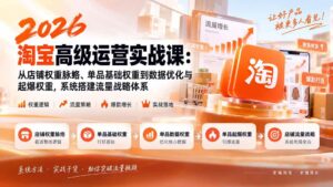 （20409期）2026淘宝高级运营实战课：从店铺权重脉络、单品基础权重到数据优化与起爆权重，系统搭建流量战略体系-宝藏屋创业网