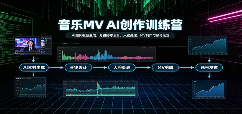 音乐MV AI创作训练营：AI图片视频生成，分镜脚本设计，人脸处理，MV制作与账号运营-宝藏屋创业网