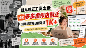 朝九晚五工资太低，试试多多虚拟店副业，矩阵运营每日额外搞1K+【揭秘】-宝藏屋创业网