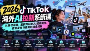 (20675期)【无水印】2026 TikTok海外AI拉新系统课:从账号准备、案例对标到AI视频制作、作品发布与任务回填全流程-宝藏屋创业网