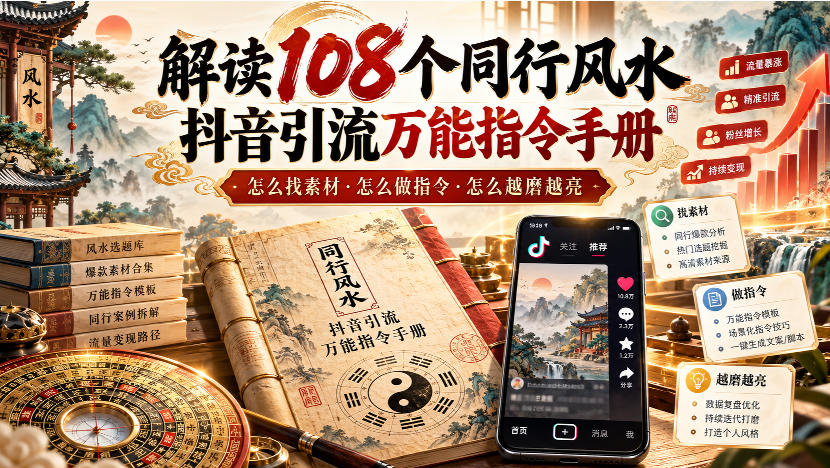 解读108个同行风水抖音引流万能指令手册,怎么找素材·怎么做指令·怎么越磨越亮【文档】 解读108个同行风水抖音引流万能指令手册,怎么找素材·怎么做指令·怎么越磨越亮【文档】