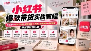 （20473期）小红书爆款带货实战教程｜对标账号+高点击封面+爆款标题+AI文案+精准截流+成交转化，从新手做到出单-宝藏屋创业网